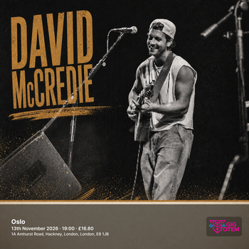 David McCredie at Oslo on 13 November 2026 gig poster
