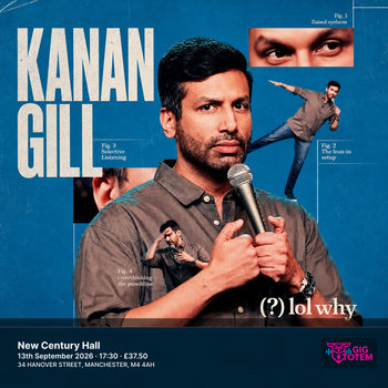 Kanan Gill at New Century Hall on 13 September 2026 gig poster