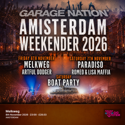 Garage Nation Amsterdam Weekender 2026 at Melkweg on 8 November 2026 gig poster