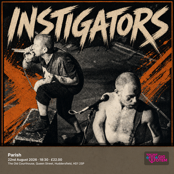 Instigators at Parish on 22 August 2026 gig poster