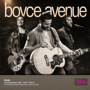 Boyce Avenue at Scala on 15 September 2026 gig poster