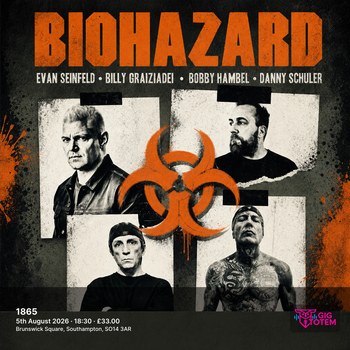 Biohazard at 1865 on 5 August 2026 gig poster