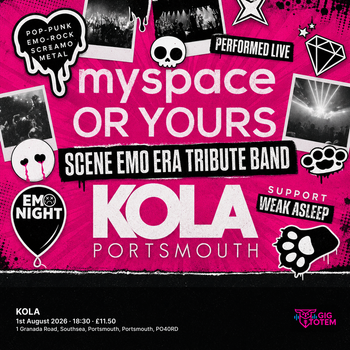 Myspace or Yours: Scene Emo Era Tribute Band at KOLA on 1 August 2026 gig poster