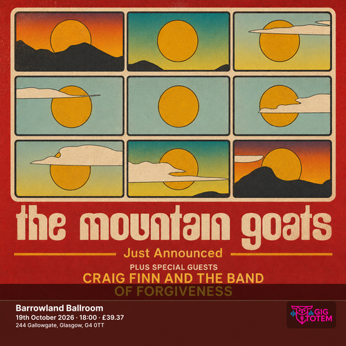 The Mountain Goats Craig Finn & The Band of Forgiveness at Barrowland Ballroom on 19 October 2026 gig poster