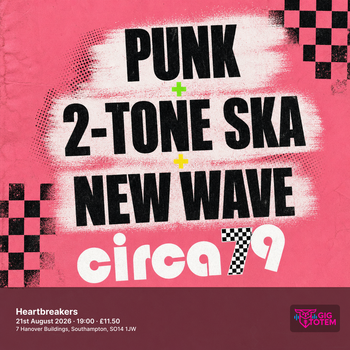 PUNK+2TONE SKA+NEW WAVE by CIRCA79 at Heartbreakers on 21 August 2026 gig poster