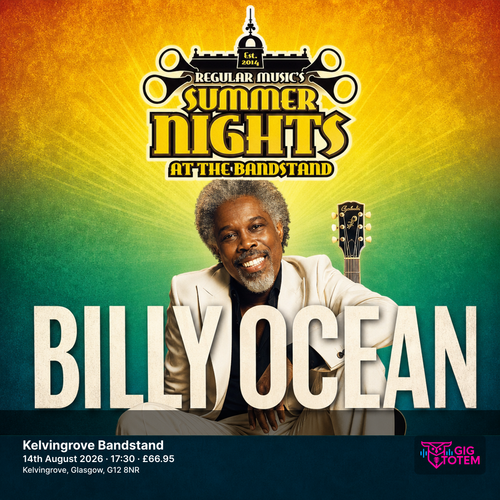 Billy Ocean at Kelvingrove Bandstand on 14 August 2026 gig poster
