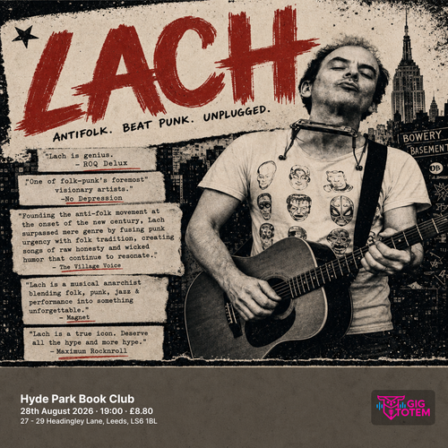 Antifolk Founder Lach in a Rare Intimate Concert at Hyde Park Book Club on 28 August 2026 gig poster