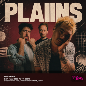 PLAIINS Honeybadger at The Grace on 2 October 2026 gig poster