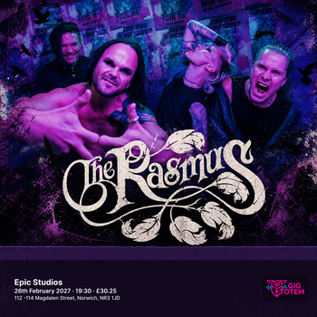 The Rasmus at Epic Studios on 26 February 2027 gig poster