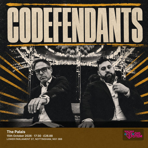 Codefendants at The Palais on 15 October 2026 gig poster