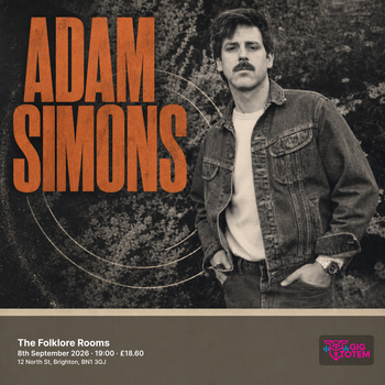Adam Simons at The Folklore Rooms on 8 September 2026 gig poster