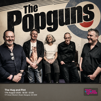 The Popguns at The Hug and Pint on 17 August 2026 gig poster