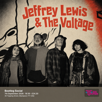 Jeffrey Lewis & The Voltage at Bootleg Social on 7 September 2026 gig poster