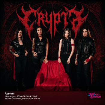 Crypta at Asylum on 14 August 2026 gig poster