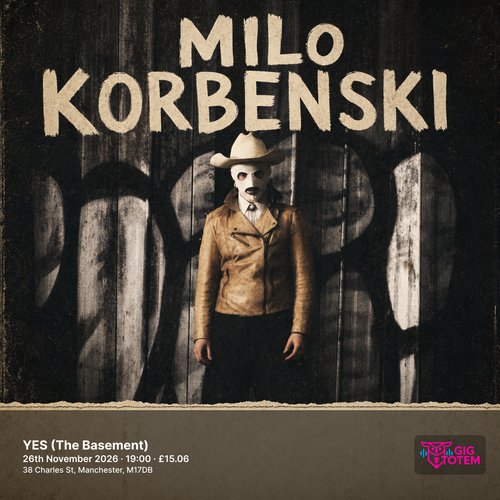 Milo Korbenski at YES (The Basement) on 26 November 2026 gig poster