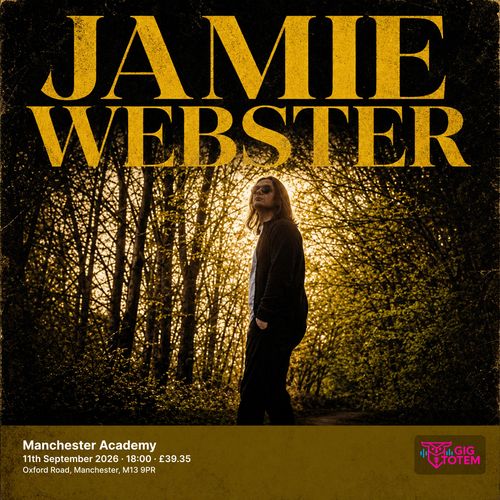 JAMIE WEBSTER 2026 UK TOUR Jamie Webster, M60, Keyside september 2026 tour poster