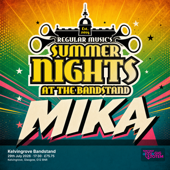Mika at Kelvingrove Bandstand on 29 July 2026 gig poster