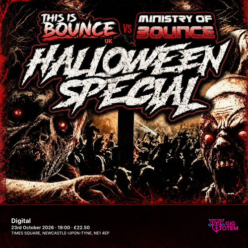 This is Bounce UK vs Ministry of Bounce at Digital on 23 October 2026 gig poster