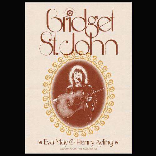 Bridget St. John Eva May, Henry Ayling at The Cube on 20 August 2025 gig poster