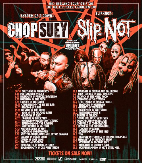 UK & Ireland Tour '25/'26: The UK All-Star Tributes to System of a Down & Slipknot