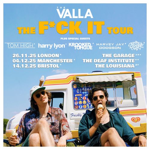 THE F*CK IT TOUR THE VALLA, TOM HIGH, harry lyon, KROOKED TONGUE, Harvey Jay Dodgson, CRISTINA HART november 2025 to december 2025 tour poster