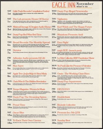 Eagle Inn November what's on