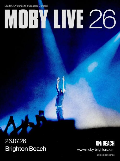 MOBY LIVE Moby at Brighton Beach on 26 July 2026 gig poster