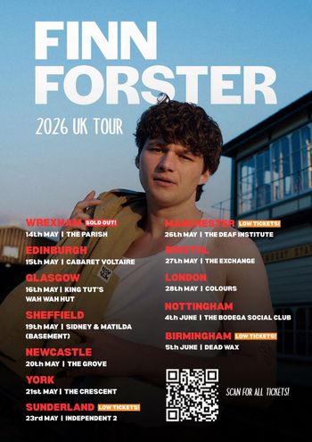 FINN FORSTER 2026 UK TOUR Finn Forster may 2026 to june 2026 tour poster