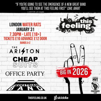 this feeling THE ARISTON, Office Party, CHEAP SUITS, PEDESTRIAN BAND at WATER RATS on 31 January 2026 gig poster