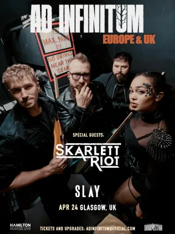 AD INFINITUM SKARLETT RIOT at SLAY on 24 April 2026 gig poster