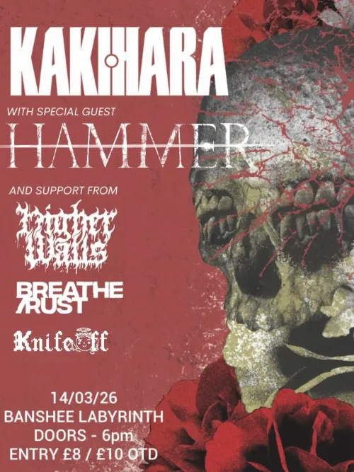 KAKIHARA HIDEY HIDEY, BREATHE RUST, Knife Off, HAMMER at Banshee Labyrinth on 14 March 2026 gig poster