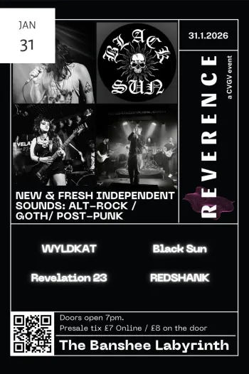 BLACK SUN REVELATION 23, REDSHANK, WYLDKAT at The Banshee Labyrinth on 31 January 2026 gig poster