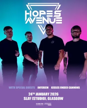 Hopes Avenue Kisses Under Cannons, Inferiem at Slay (Studio) on 24 January 2026 gig poster