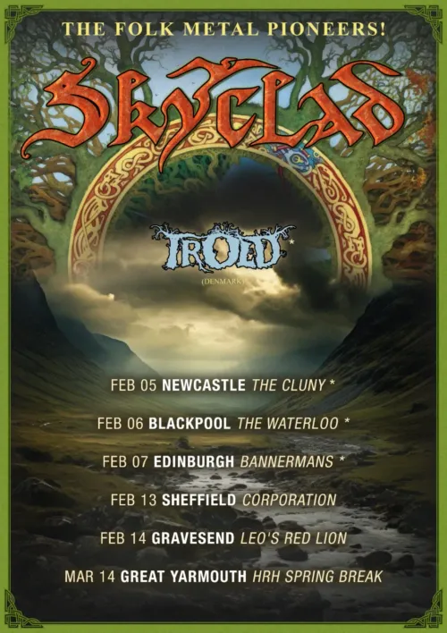 SKYCLAD TROLØD february 2026 to march 2026 tour poster
