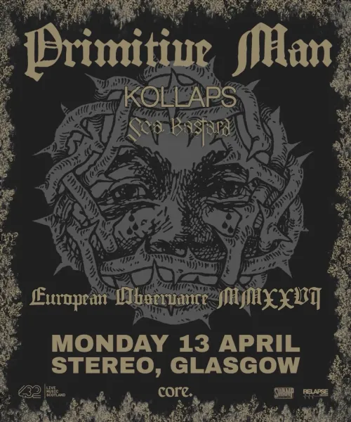 Primitive Man KOLLAPS, Sea Bastard at Stereo on 13 April 2026 gig poster