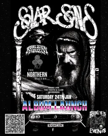 ALBUM LAUNCH SOLAR SONS, Feral Death, The Pict, The Northern Waters at The Tooth & Claw on 24 January 2026 gig poster