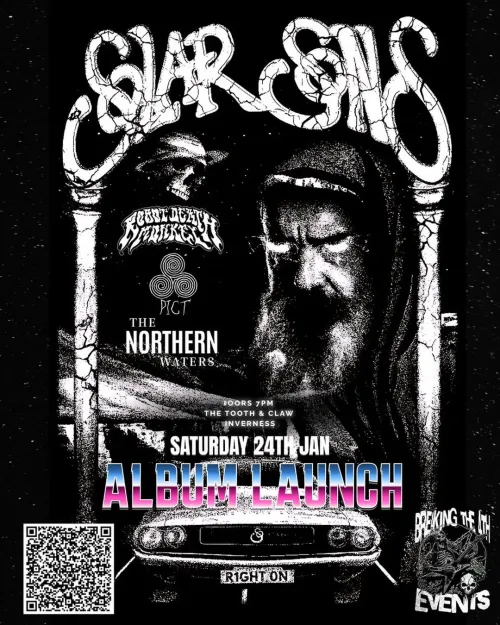 ALBUM LAUNCH SOLAR SONS, Feral Death, The Pict, The Northern Waters at The Tooth & Claw on 24 January 2026 gig poster