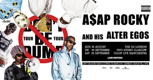 A$AP ROCKY AND HIS ALTER EGOS A$AP ROCKY august 2026 to september 2026 tour poster
