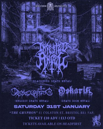 Bacchus Presents Desecrated, Inverted Angel, Oskoria at The Gryphon on 31 January 2026 gig poster