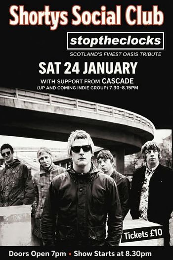 stoptheclocks CASCADE at Shortys Social Club on 24 January 2026 gig poster