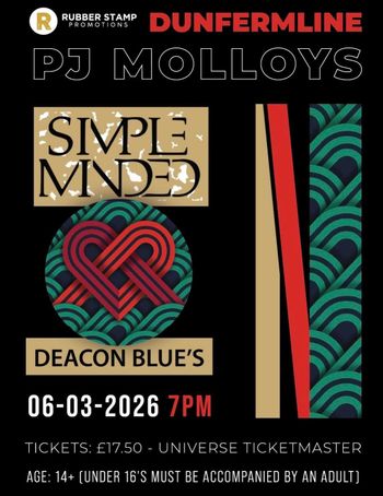 PJ Molloys Simple Minds march 2026 tour poster
