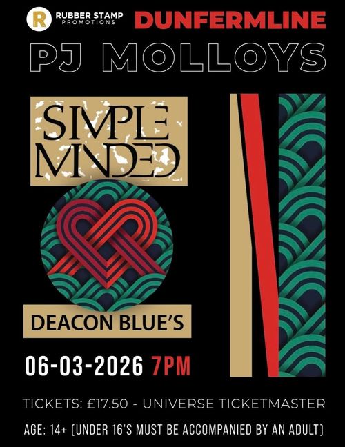 PJ Molloys Simple Minds march 2026 tour poster