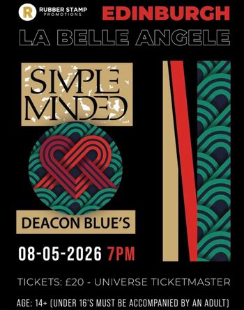 LA BELLE ANGELE SIMPLE MINDED at DEACON BLUE'S on 8 May 2026 gig poster