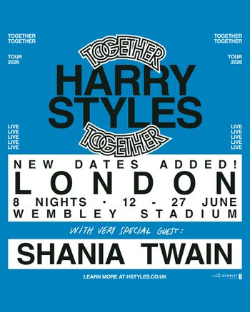 TOGETHER HARRY STYLES, Shania Twain june 2026 tour poster