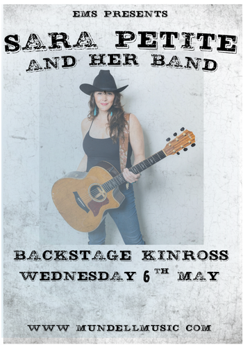 SARA PETITE AND HER BAND at Backstage on 6 May 2026 gig poster