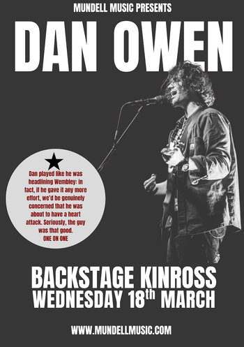 DAN OWEN at Backstage on 18 March 2026 gig poster