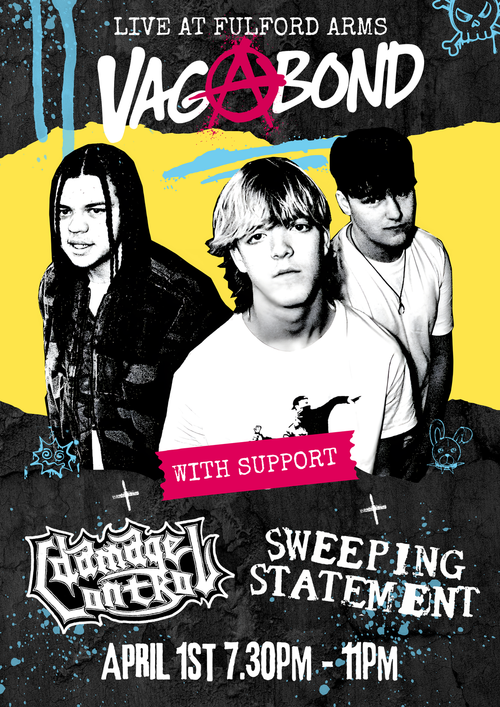 Vagabond Damage Control, Sweeping Statement at The Fulford Arms on 1 April 2026 gig poster