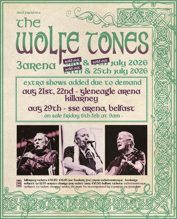 The Wolfe Tones august 2026 tour poster