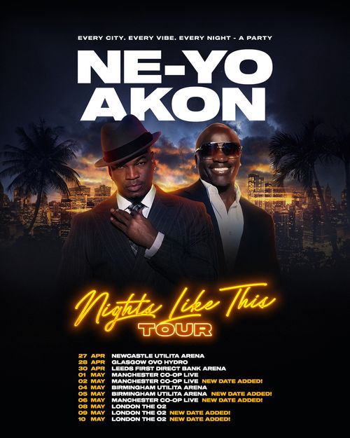Nights Like This Tour NE-YO, AKON april 2024 to may 2024 tour poster