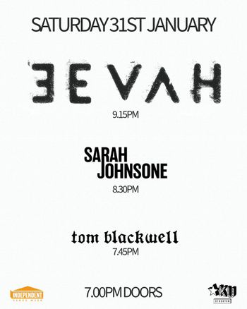 EEVAH tom blackwell, Sarah Johnstone at KU Stockton on 31 January 2026 gig poster